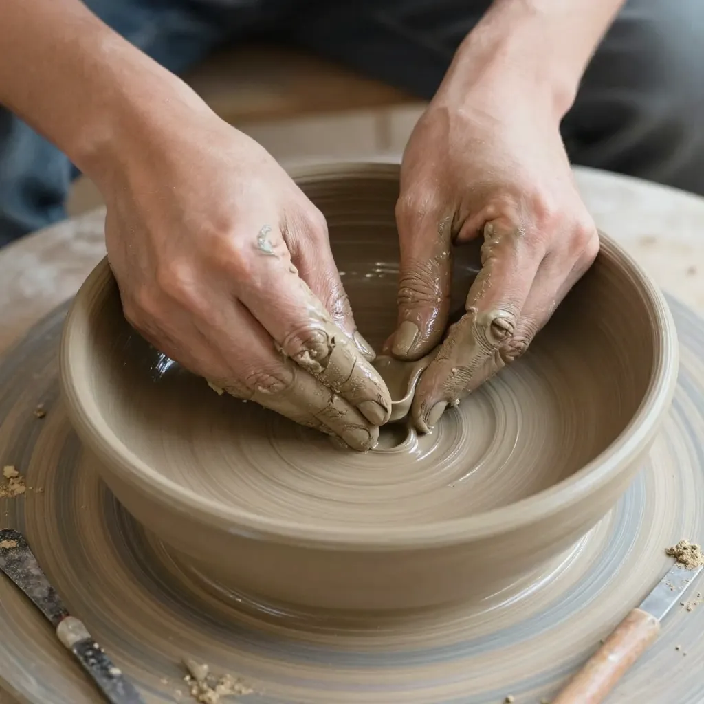 Glazed pottery ready for final firing