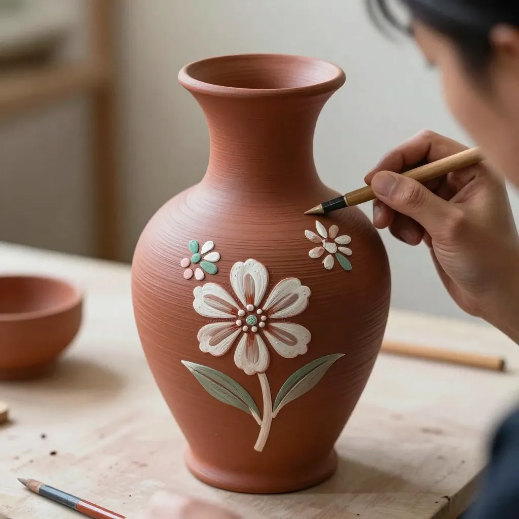 Gallery display of pottery collection